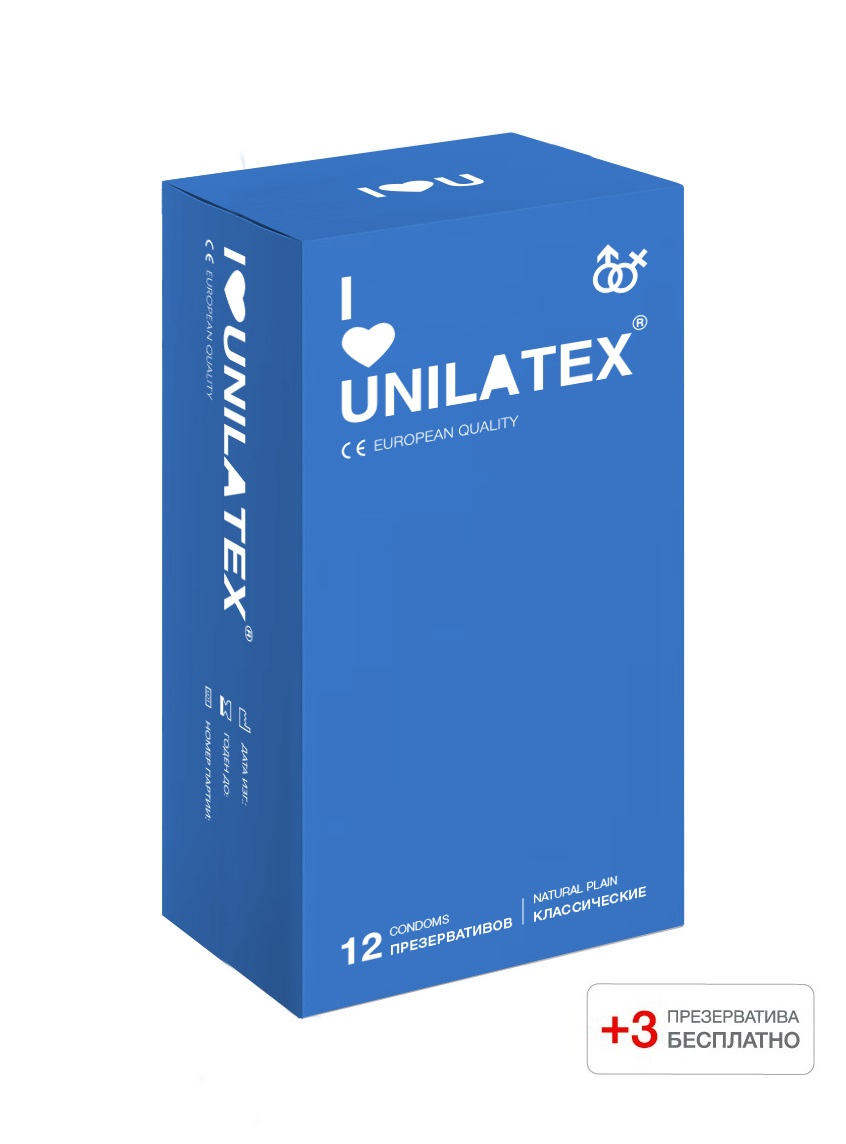 Презервативы Unilatex Natural Plain 12 шт +3 шт в подарок 3013Un